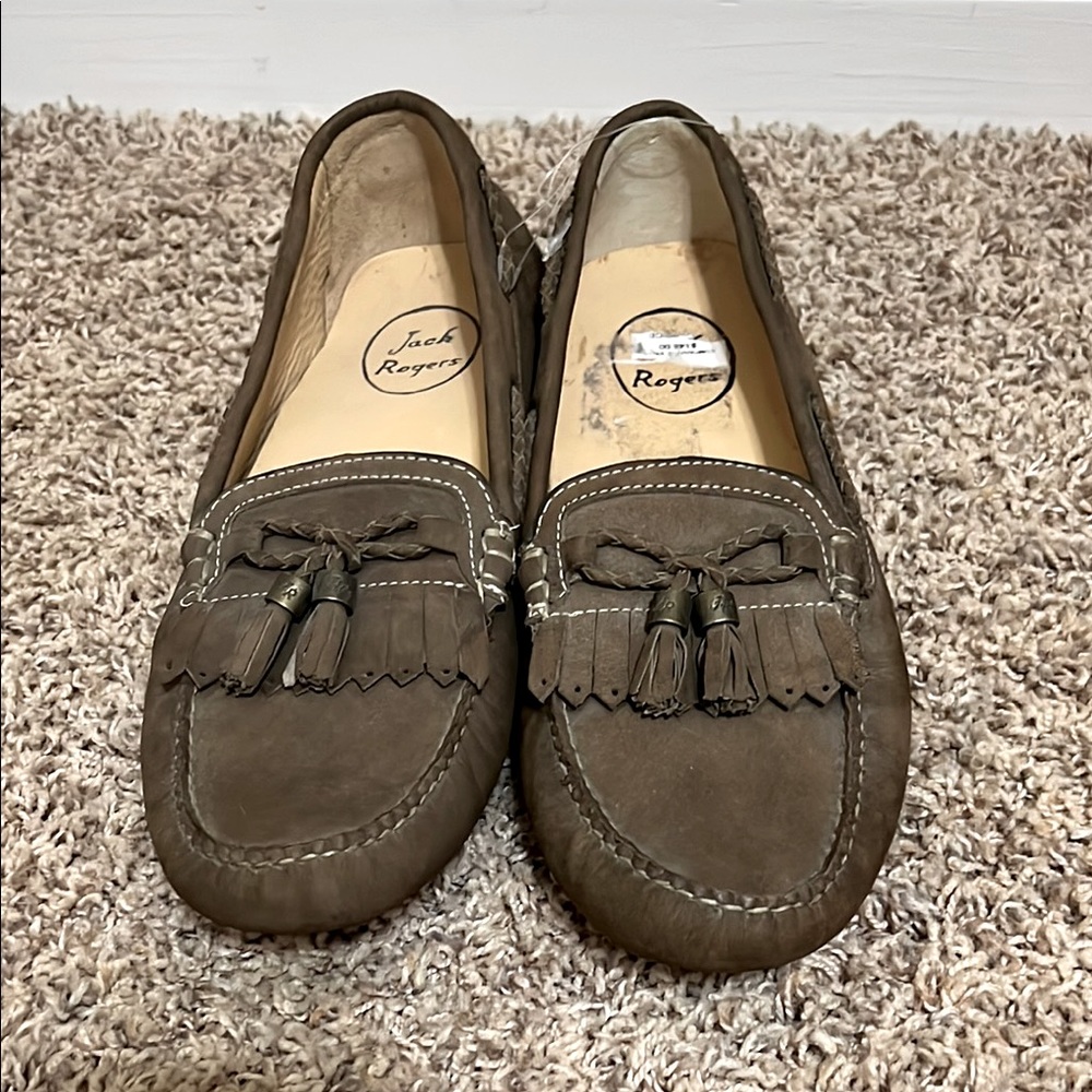 Jack Rogers Grayson Brown Leather Tassel Loafers